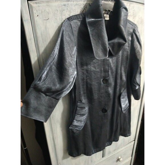 Damee Ruffled 3/4 Sleeve Jacket Blue Boho Vintage Y2K Classy Blue Medium - Picture 6 of 10